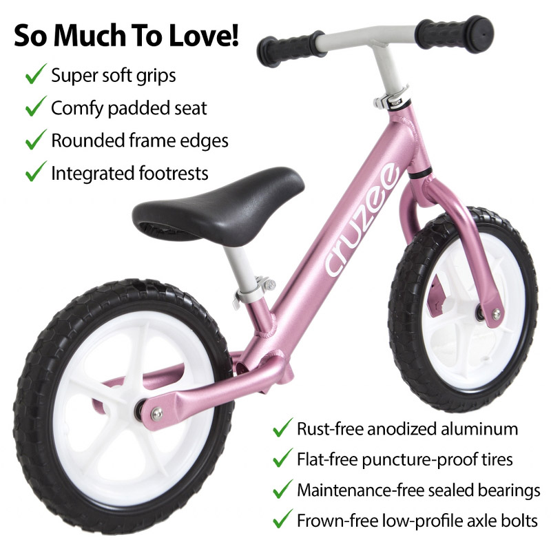 6 Amazon Pink Cruzee Balance Bike Rear View Right Facing CAPTIONS_800x800